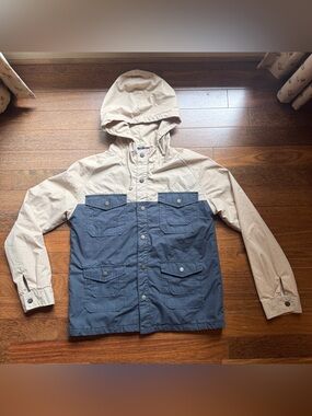 Men's Two-Tone Hooded Field Jacket - Beige & Navy No tag Fits like Medium